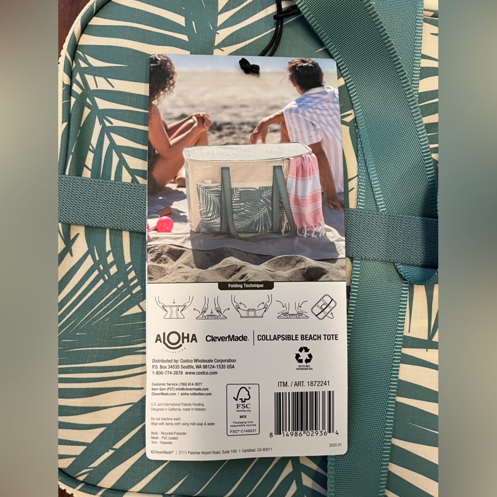NWT Aloha Collection Collapsible Beach Tote - Picture 3 of 5